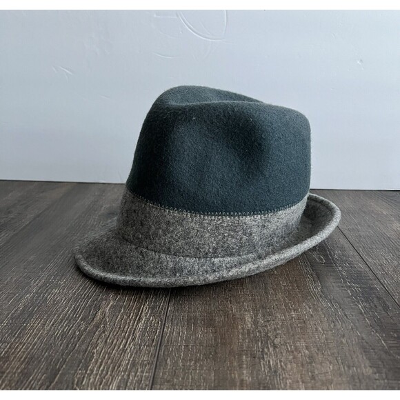 100% Wool Bucket Fedora Hat Men's Gray and Blue One Size Fit Most - Picture 1 of 6